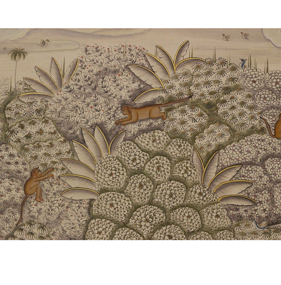 Radha Krishna in Vrindavan Forest – Traditional Pichwai Style Indian Miniature Painting