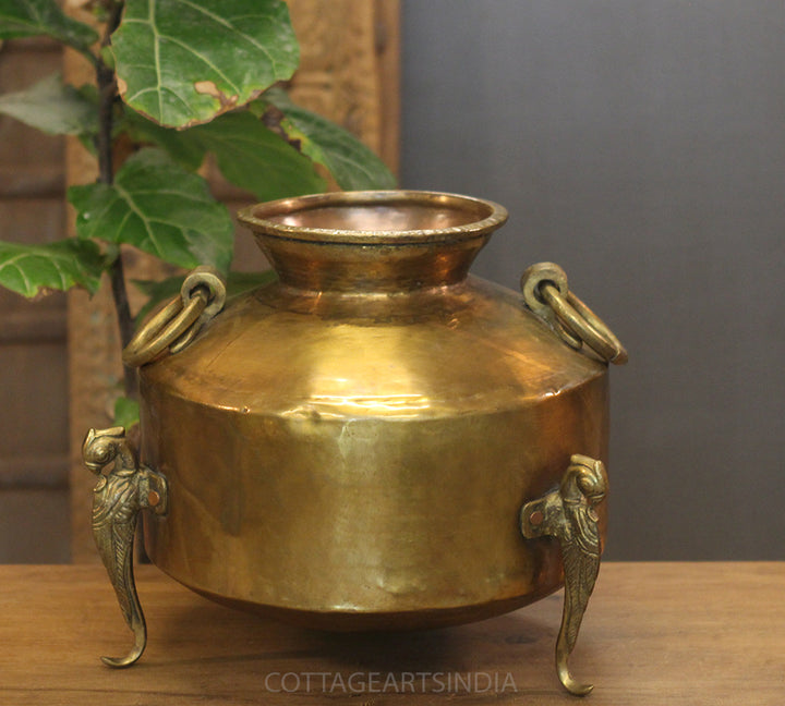 Brass Vintage Carved Planter