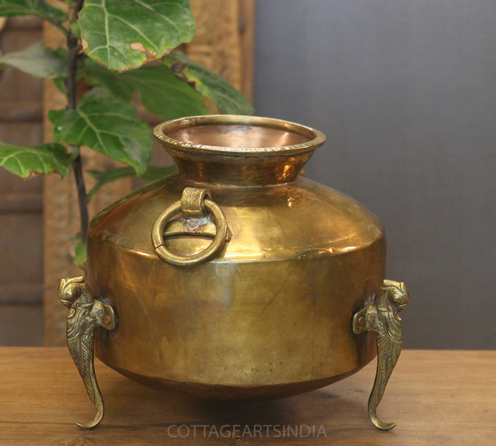 Brass Vintage Carved Planter