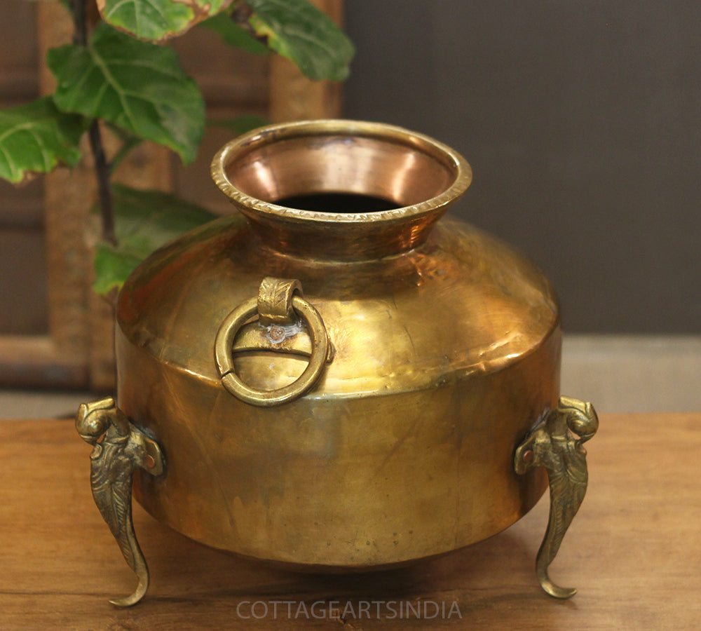Brass Vintage Carved Planter