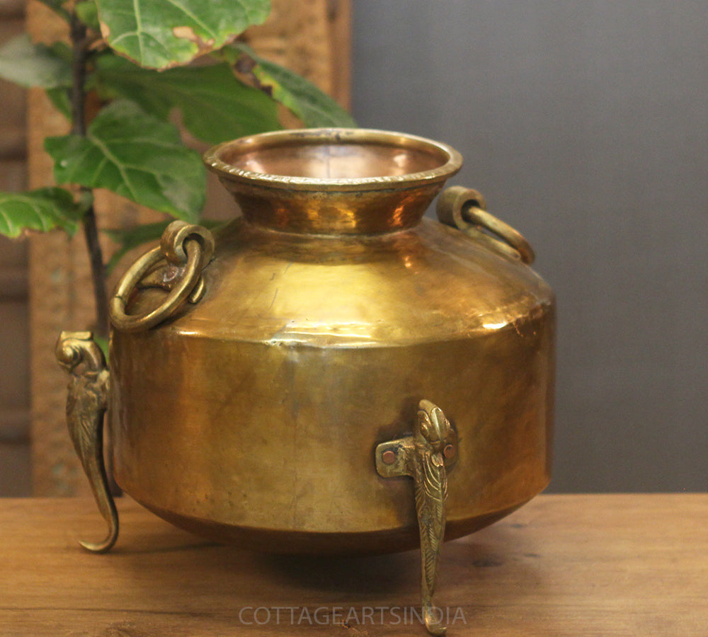 Brass Vintage Carved Planter