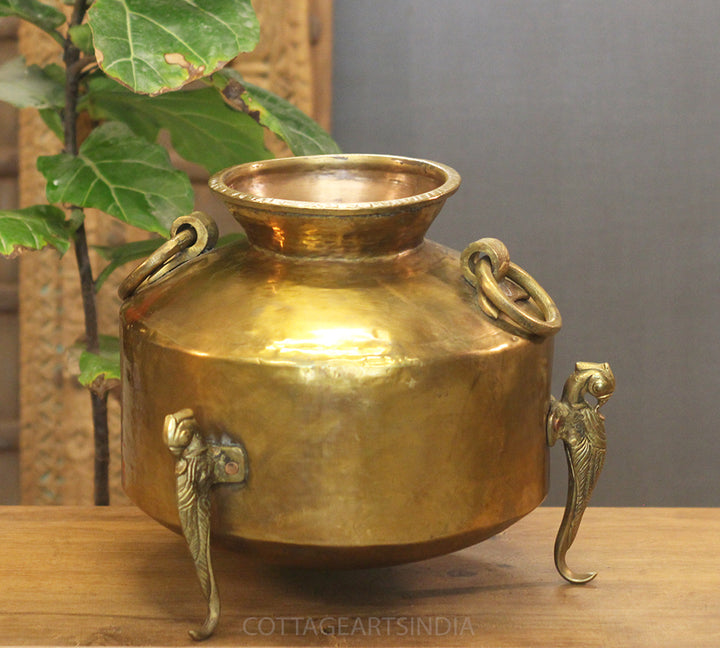 Brass Vintage Carved Planter