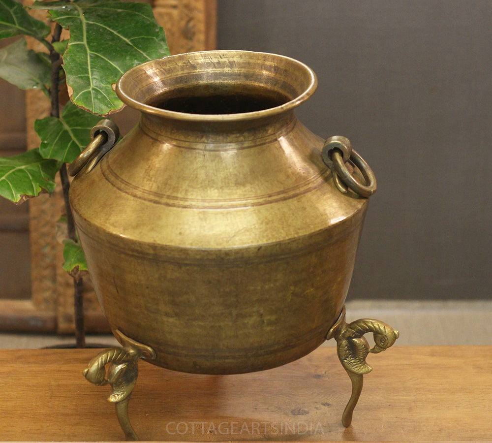 Brass Vintage Carved Planter
