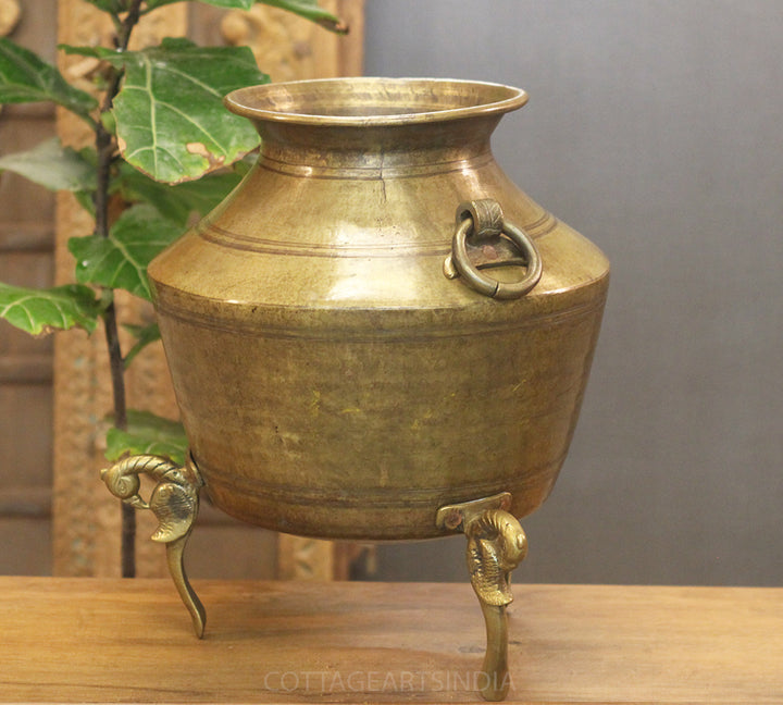 Brass Vintage Carved Planter