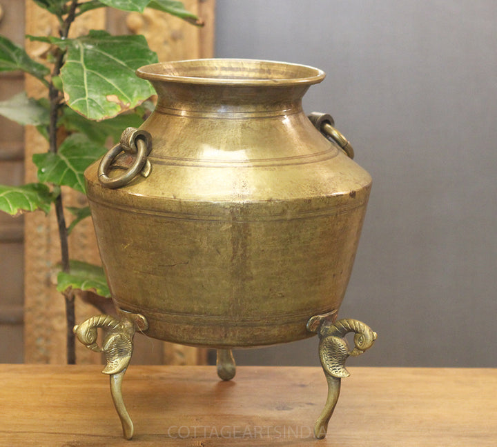 Brass Vintage Carved Planter