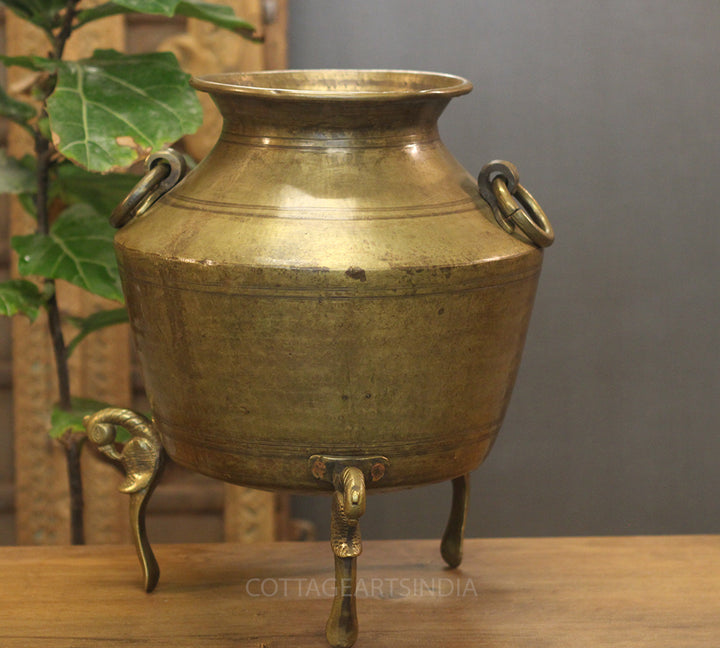 Brass Vintage Carved Planter