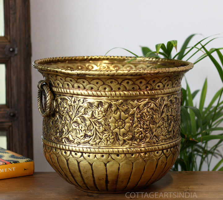 Brass Vintage Finish Planter 12"