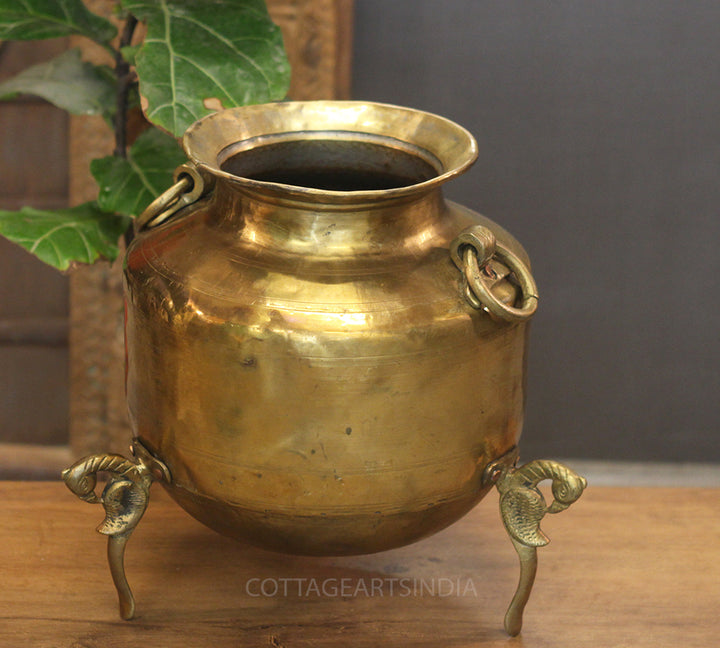 Brass Vintage Carved Planter