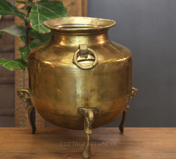 Brass Vintage Carved Planter