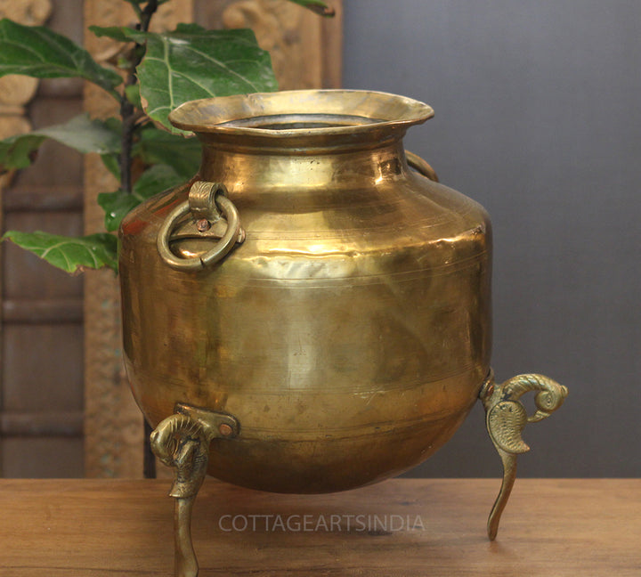 Brass Vintage Carved Planter