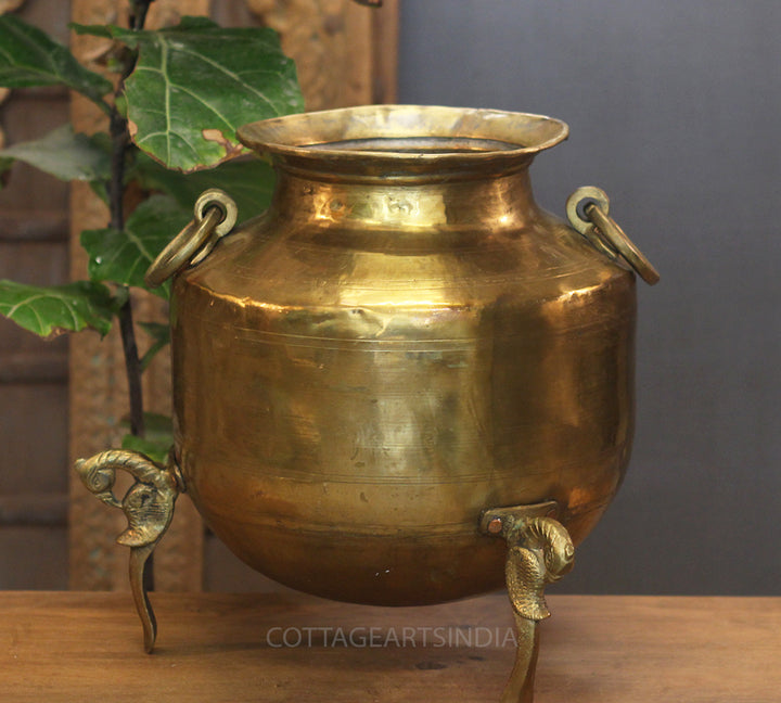 Brass Vintage Carved Planter