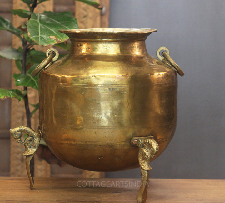 Brass Vintage Carved Planter