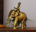 Vintage Finish Brass Elephant with Rider | Royal Heritage Décor Accent
