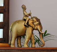 Vintage Finish Brass Elephant with Rider | Royal Heritage Décor Accent
