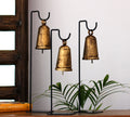 Vintage Finished Metal Bells Set of 3 on Stand