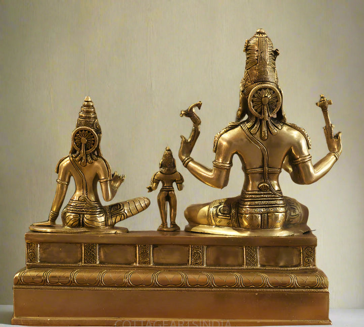 Brass Shiva Parvati Seated With Murugan