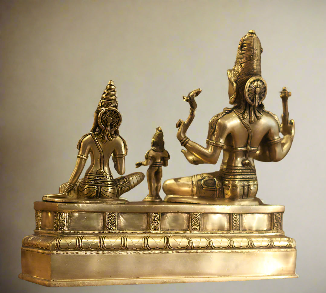 Brass Shiva Parvati Seated With Murugan