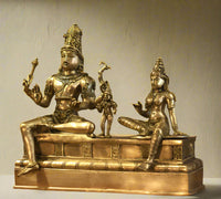 Brass Shiva Parvati Seated With Murugan