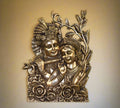 Brass Radha Krishna Wall Art – Divine Harmony in Brass