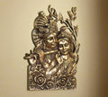 Brass Radha Krishna Wall Art – Divine Harmony in Brass
