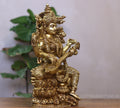 Brass Saraswati Seated On Lotus -Exceptional Fine Carving