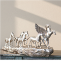 Silver Plated Brass 7 Horse Statue | Vastu Horse Sculpture for Home Décor