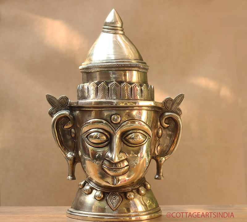 Brass Shiva Gauri Mukhlingam Mask 14"