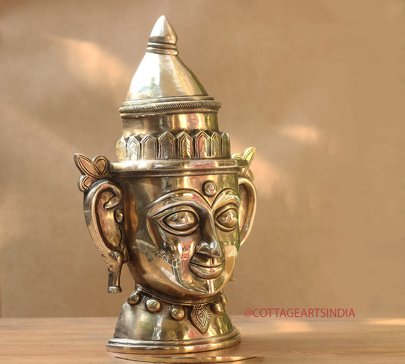 Brass Shiva Gauri Mukhlingam Mask 14"