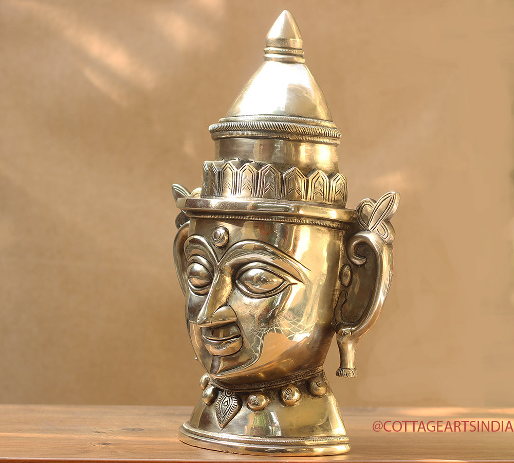 Brass Shiva Gauri Mukhlingam Mask 14"