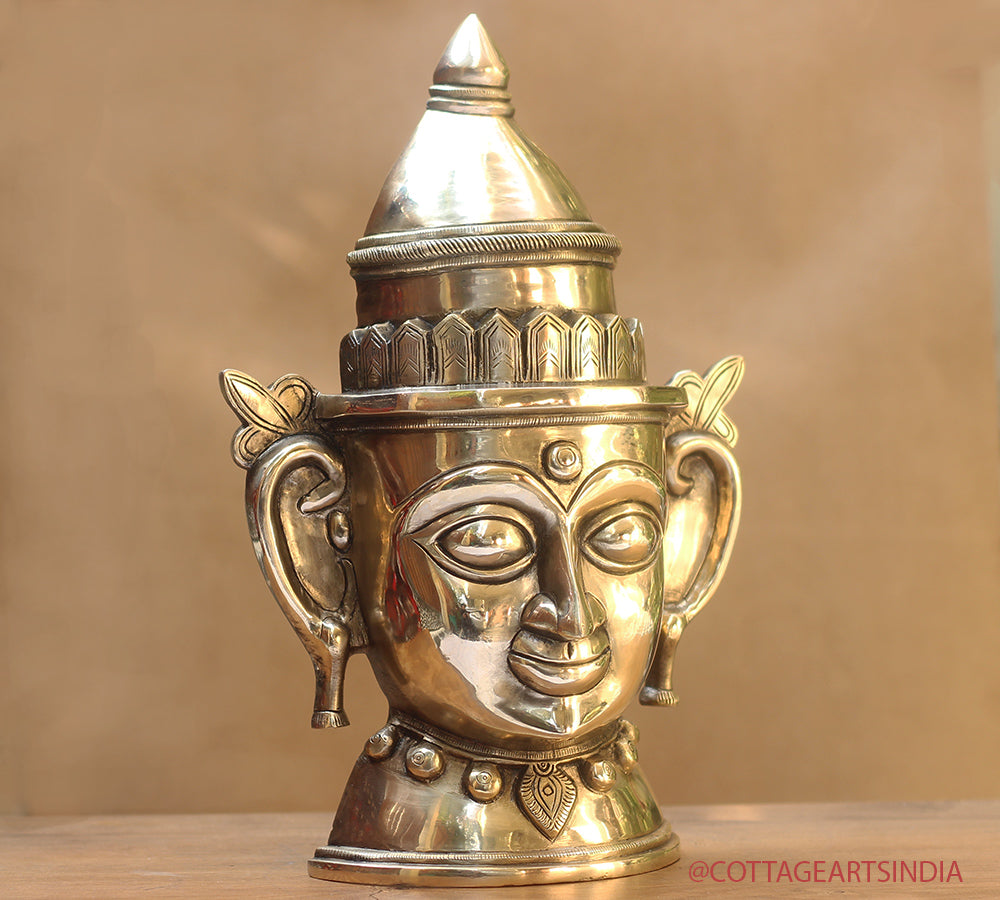 Brass Shiva Gauri Mukhlingam Mask 14"
