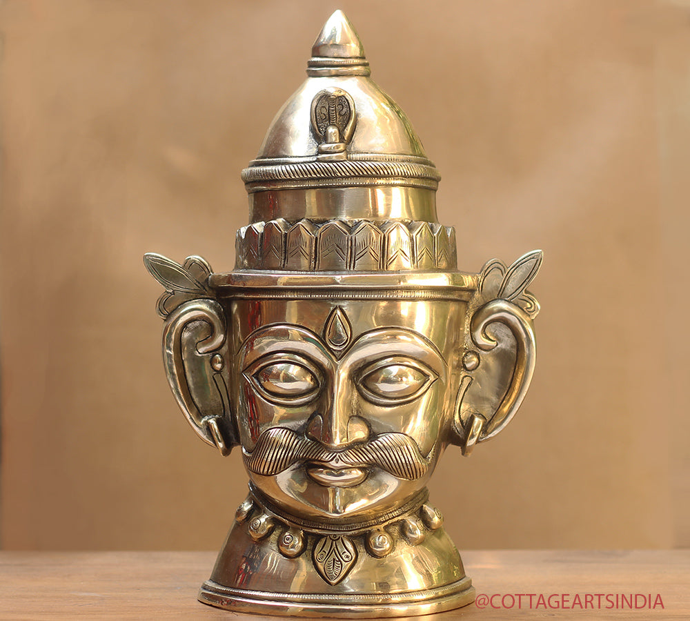 Brass Shiva Gauri Mukhlingam Mask 14"