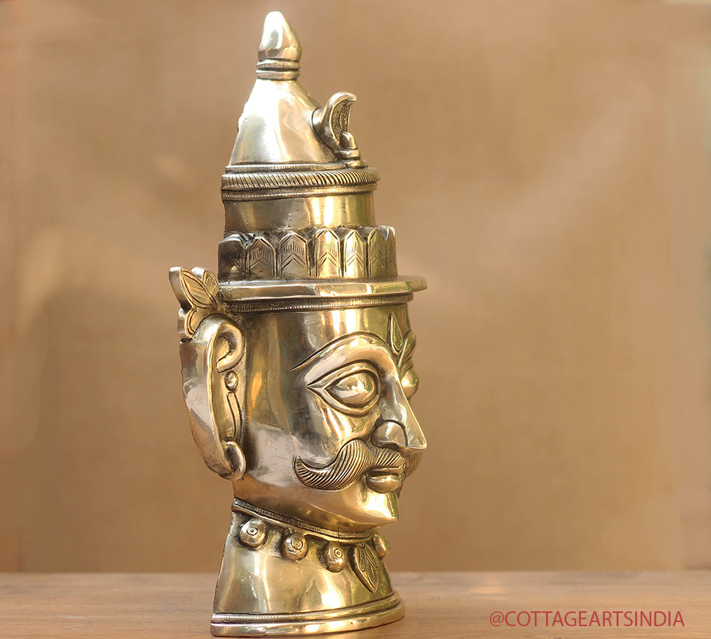 Brass Shiva Gauri Mukhlingam Mask 14"