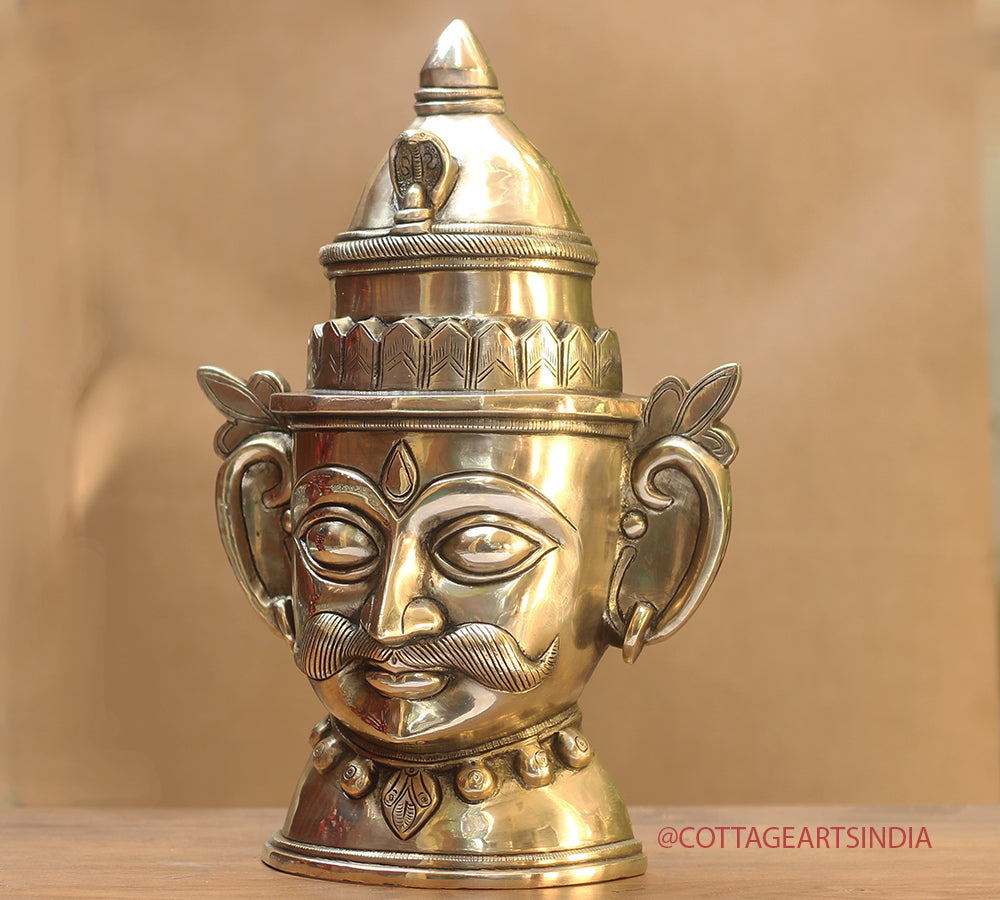 Brass Shiva Gauri Mukhlingam Mask 14"