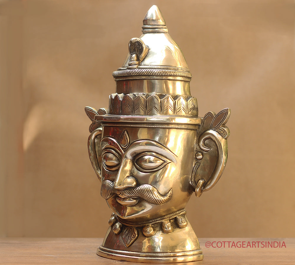 Brass Shiva Gauri Mukhlingam Mask 14"