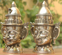 Brass Shiva Gauri Mukhlingam Mask 14"