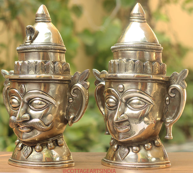 Brass Shiva Gauri Mukhlingam Mask 14"