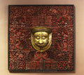 Wooden Carved Wall Hanging With Brass Shiva Mask