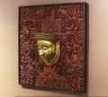 Wooden Carved Wall Hanging With Brass Shiva Mask