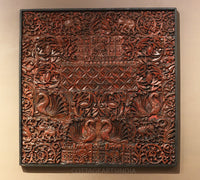 Wooden Carved Wall Hanging With Brass Shiva Mask