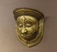 Wooden Carved Wall Hanging With Brass Shiva Mask