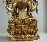Brass Laxmi Seated On Lotus -Exceptional Fine Carving