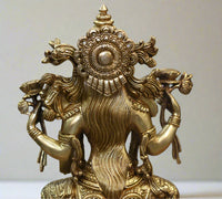 Brass Laxmi Seated On Lotus -Exceptional Fine Carving