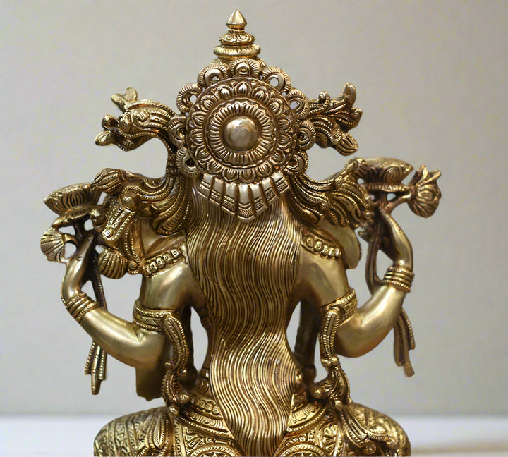 Brass Laxmi Seated On Lotus -Exceptional Fine Carving