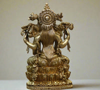 Brass Laxmi Seated On Lotus -Exceptional Fine Carving