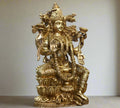 Brass Laxmi Seated On Lotus -Exceptional Fine Carving