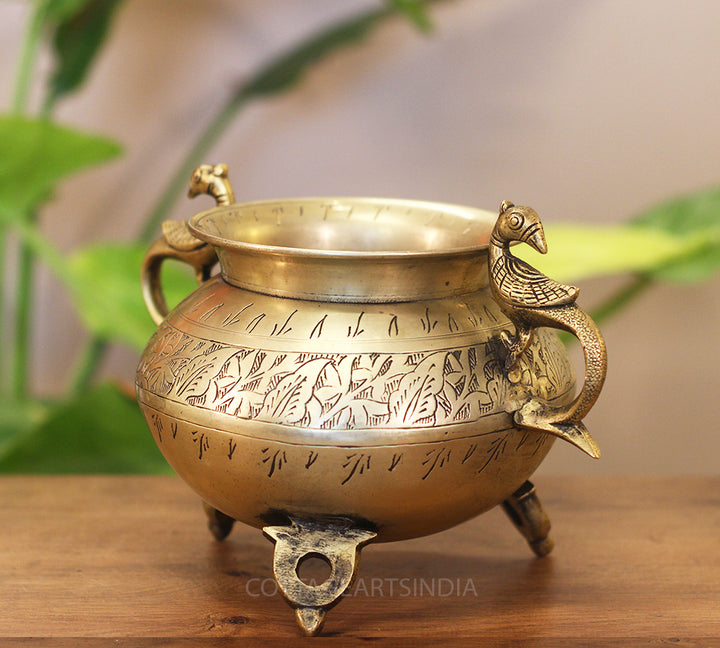 Brass Vintage Carved Planter