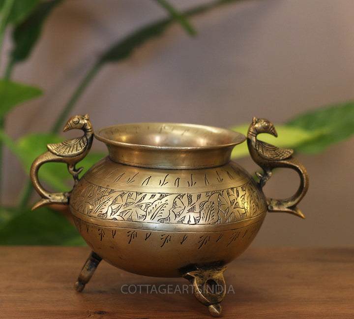 Brass Vintage Carved Planter