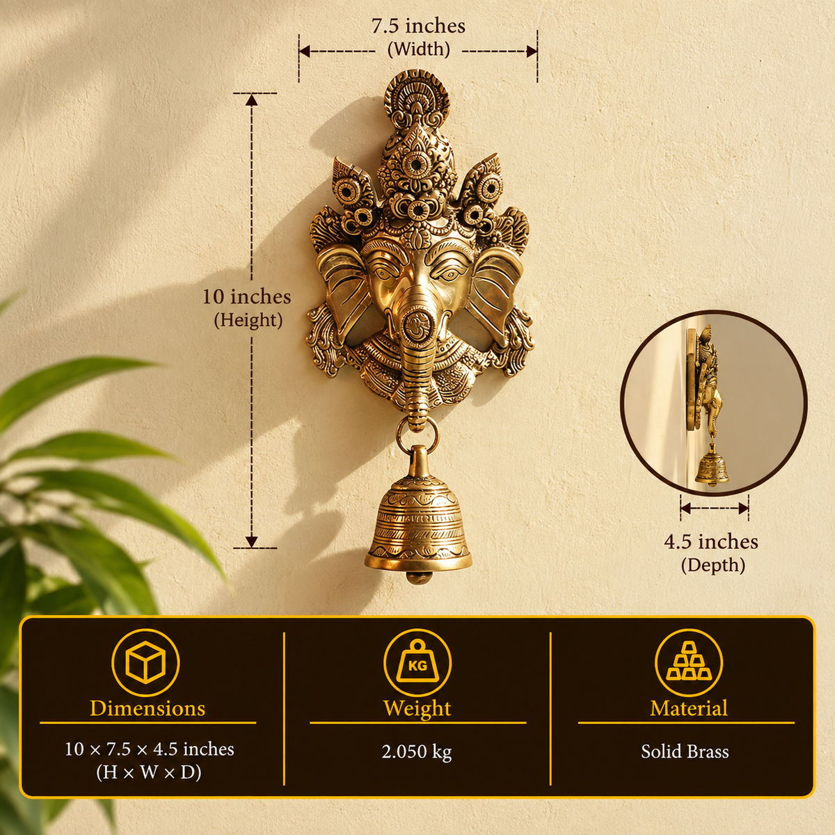 Brass Ganesha Wall Hanging