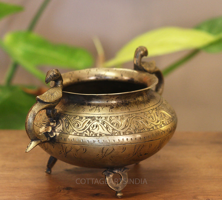 Brass Vintage Carved Planter