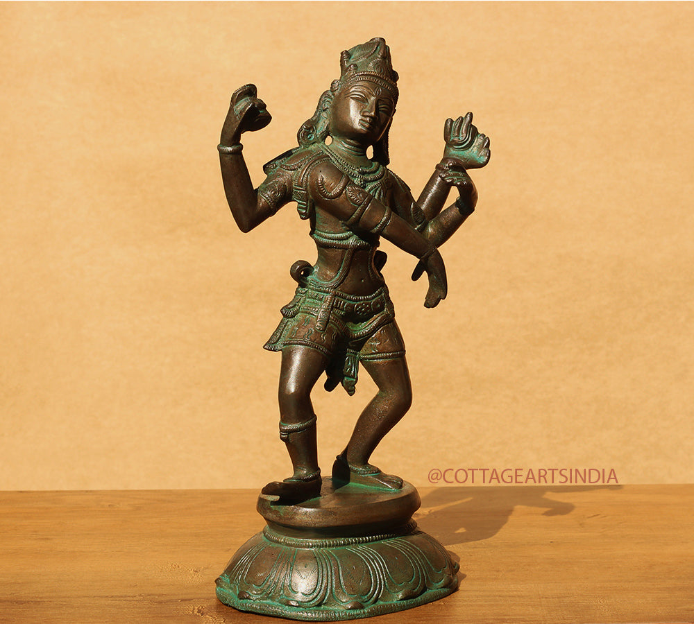 Brass Shiva Tandav Patina Bronze Finish 11"
